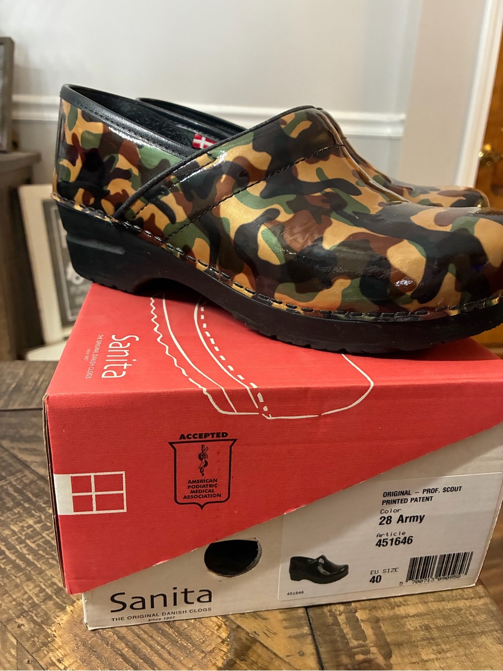 Sanita Clogs in Green Brown Camo